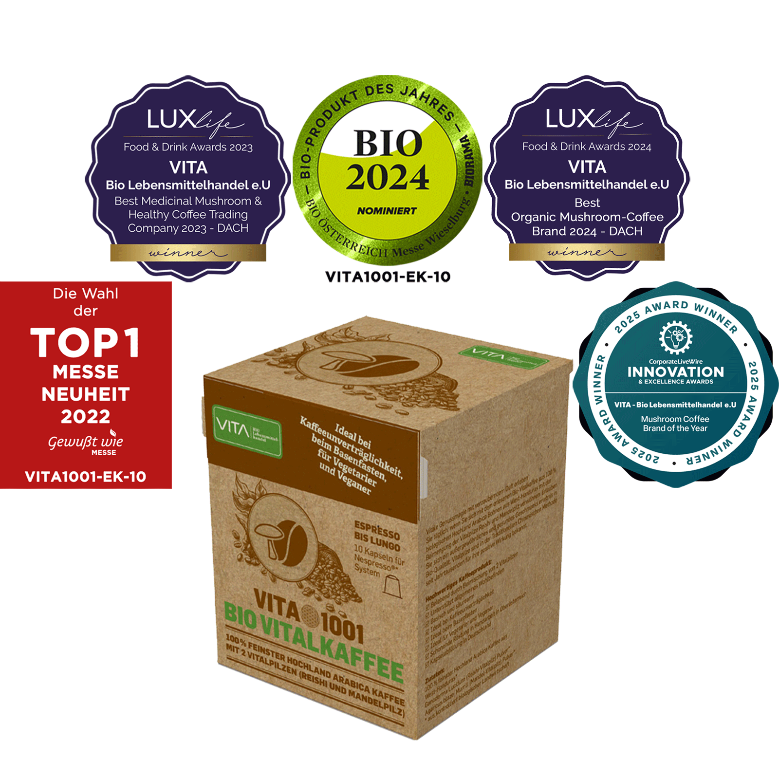 VITA1001 Organic Reishi Coffee in Wood fiber capsules (Nespresso compatible) - fotocredit VITA - Bio Lebensmittelhandel